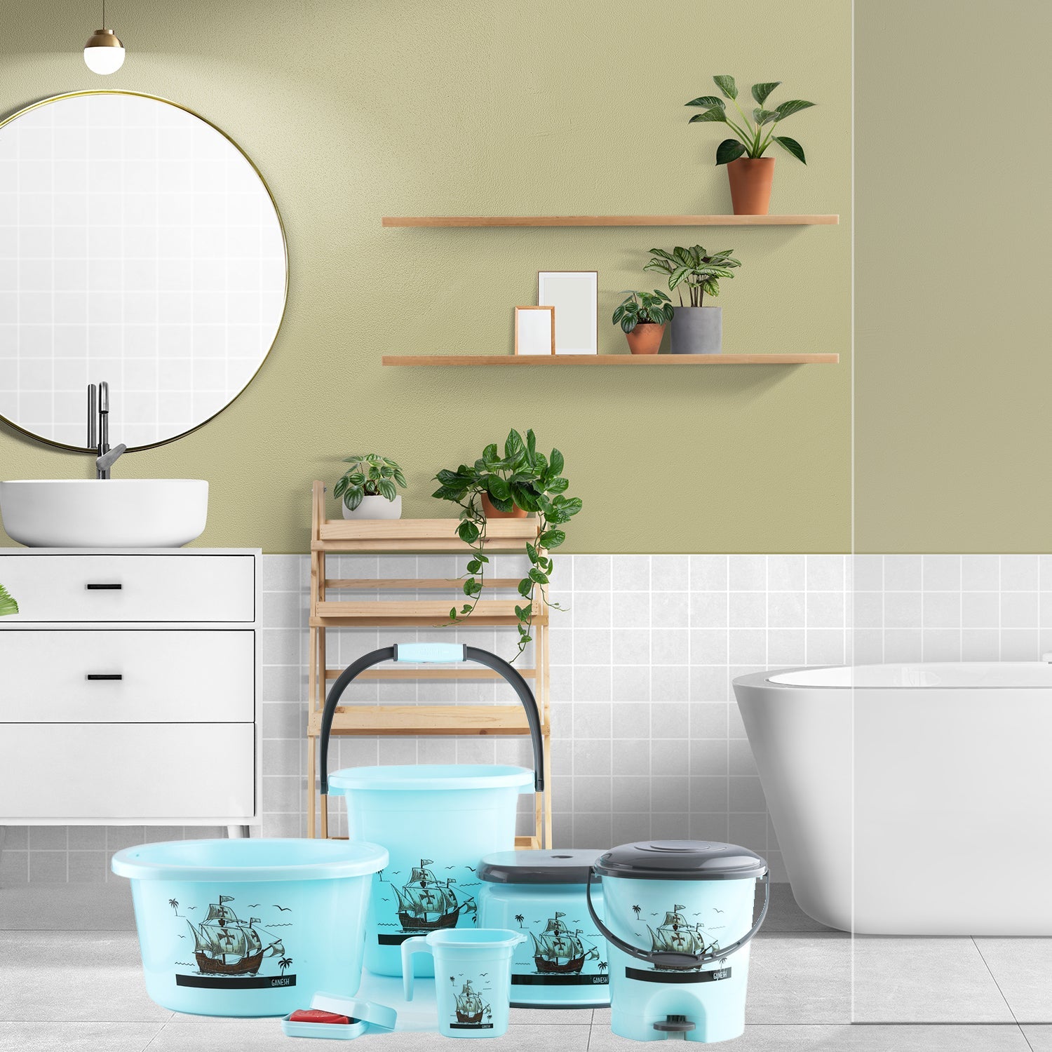 8701 Plastic Bathroom Accessories Set 6 pcs Bath Set Bathroom Bucket with Dustbin Mug, Stool, Soap Case,Tub DeoDap 8701 Plastic Bathroom Accessories Set 6 pcs Bath Set Bathroom Bucket with Dustbin Mug, Stool, Soap Case,Tub DeoDap